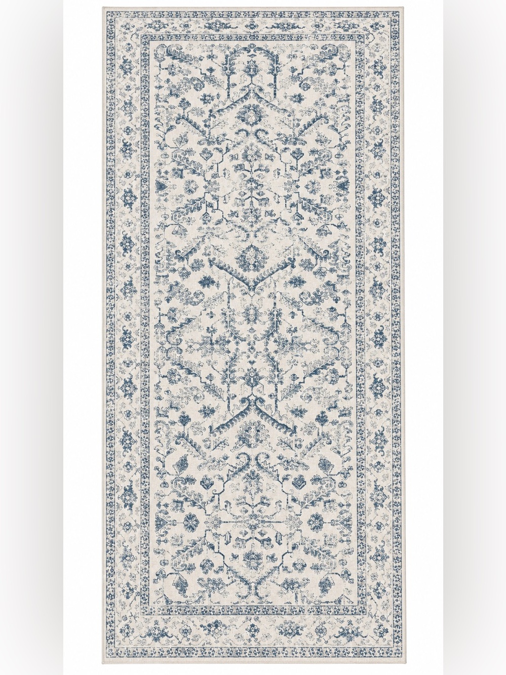 Classic Blue and Cream Runner Rug 24”x60”